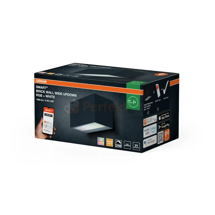 Kinkiet zewnętrzny góra/dół BRICK 14W 600lm IP44 RGBW+ WiFi Smart+ ciemnoszary perfekt market olsztyn
