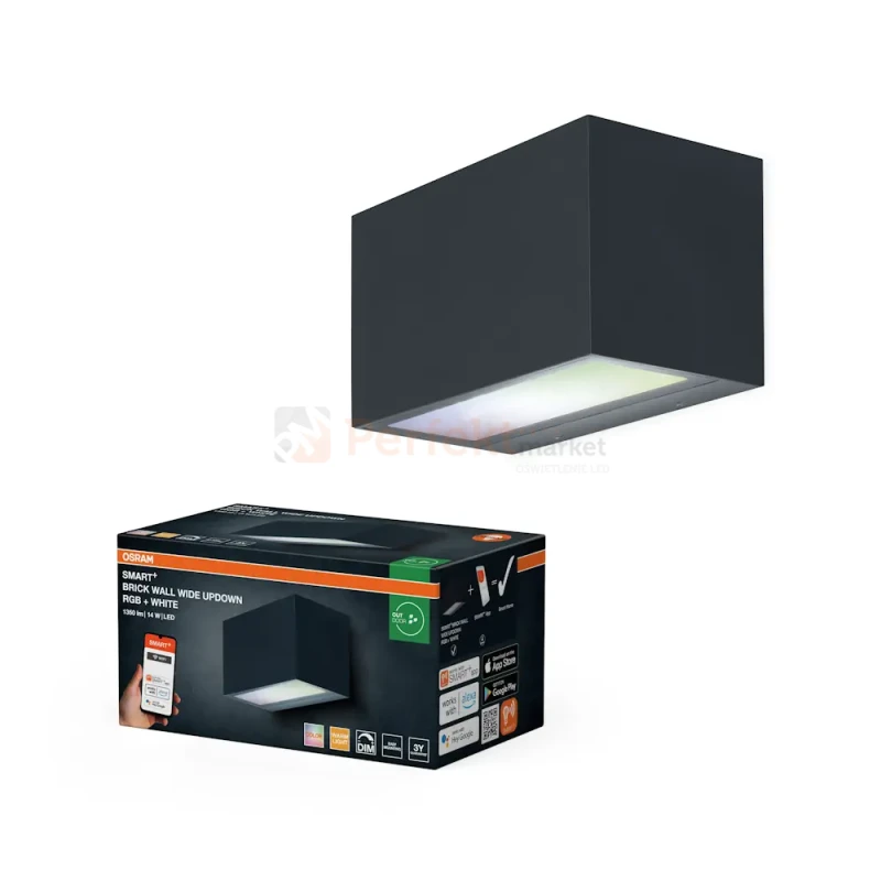 Kinkiet zewnętrzny góra/dół BRICK 14W 600lm IP44 RGBW+ WiFi Smart+ ciemnoszary perfekt market olsztyn