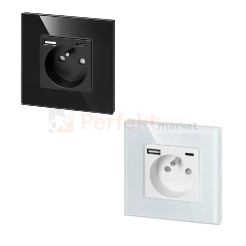Gniazdo pojedyncze 2P+Z z ładowarką USB-A + USB-C max. 20W ORNO perfekt market olsztyn