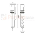 Przedłużacz biurkowy 3G 2P+Z przewód 1,5m H05VV-F 3x1,5mm²  2xUSB-A + 1xUSB+C szary matowy perfekt market olsztyn