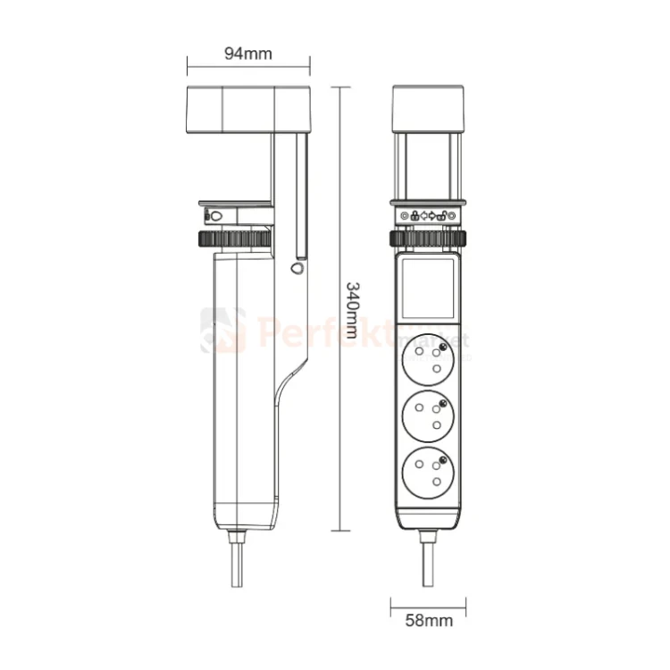 Przedłużacz biurkowy 3G 2P+Z przewód 1,5m H05VV-F 3x1,5mm²  2xUSB-A + 1xUSB+C szary matowy perfekt market olsztyn