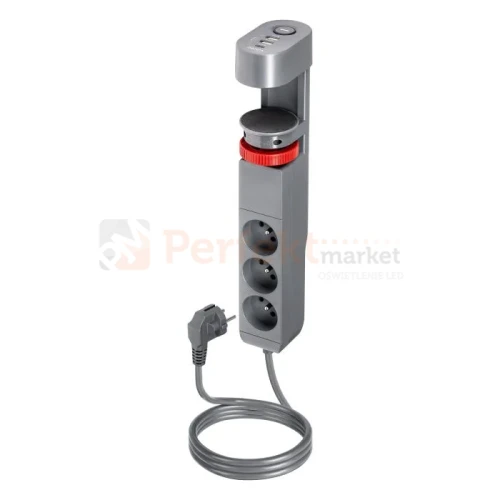 Przedłużacz biurkowy 3G 2P+Z przewód 1,5m H05VV-F 3x1,5mm²  2xUSB-A + 1xUSB+C szary matowy perfekt market olsztyn