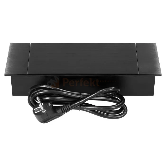 Gniazdo meblowe wpuszczane 2x230V + USB-A+C czarne szczotkowane aluminium POWERPORT perfekt market olsztyn