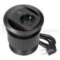 Gniazdo wpuszczane w blat z ładowarką USB przewód 1,4m 1x230V 1xUSB-A + 1xUSB-C 20W czarne ORNO perfekt market olsztyn