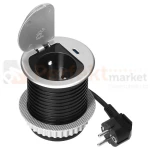 Gniazdo meblowe Ø6cm wpuszczane w blat ładowarka USB przewodem 1,9m 1xUSB-C 20W srebrne ORNO perfekt market