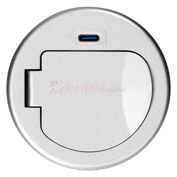 Gniazdo meblowe Ø6cm wpuszczane w blat ładowarka USB przewodem 1,9m 1xUSB-C 20W srebrne ORNO perfekt market