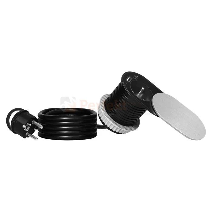 Gniazdo meblowe Ø6cm w blat zasuwane ładowarka USB przewodem 1,9m 1xUSB-A + 1xUSB-C 20W stal szczotkowana ORNO perferkt market olsztyn