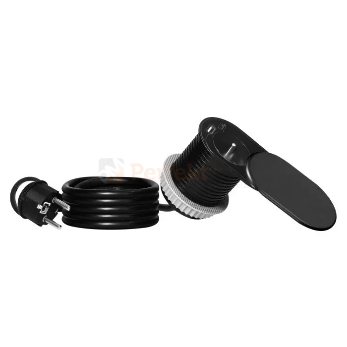 Gniazdo meblowe Ø6cm w blat zasuwane ładowarka USB przewodem 1,9m 1xUSB-A + 1xUSB-C 20W czarne szczotkowane ORNO perfekt market olsztyn