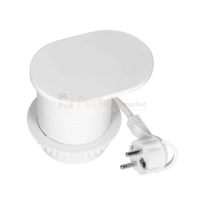 Gniazdo meblowe Ø6cm w blat zasuwane ładowarka USB przewodem 1,9m 1xUSB-A + 1xUSB-C 20W białe ORNO perfekt market olsztyn