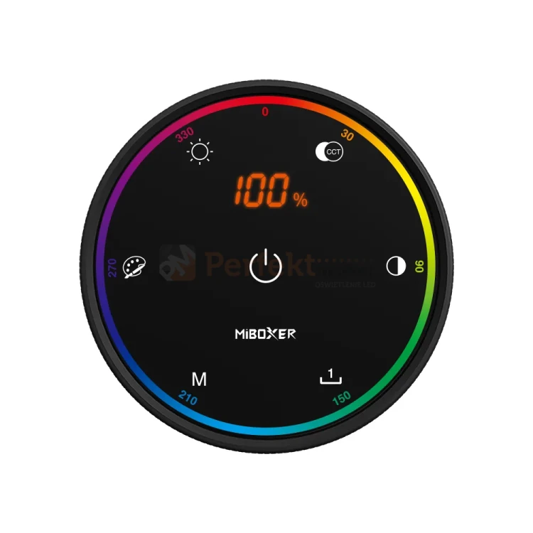 MiBoxer pilot obrotowy KNOB z LCD 1-strefowy RGB+CCT 2,4GHz 4 sceny czarny PERFEKT MARKET OLSZTYN