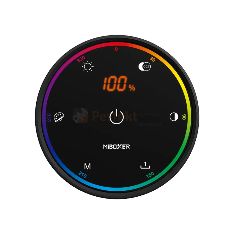 MiBoxer pilot obrotowy KNOB z LCD 1-strefowy RGB+CCT 2,4GHz 4 sceny czarny PERFEKT MARKET OLSZTYN