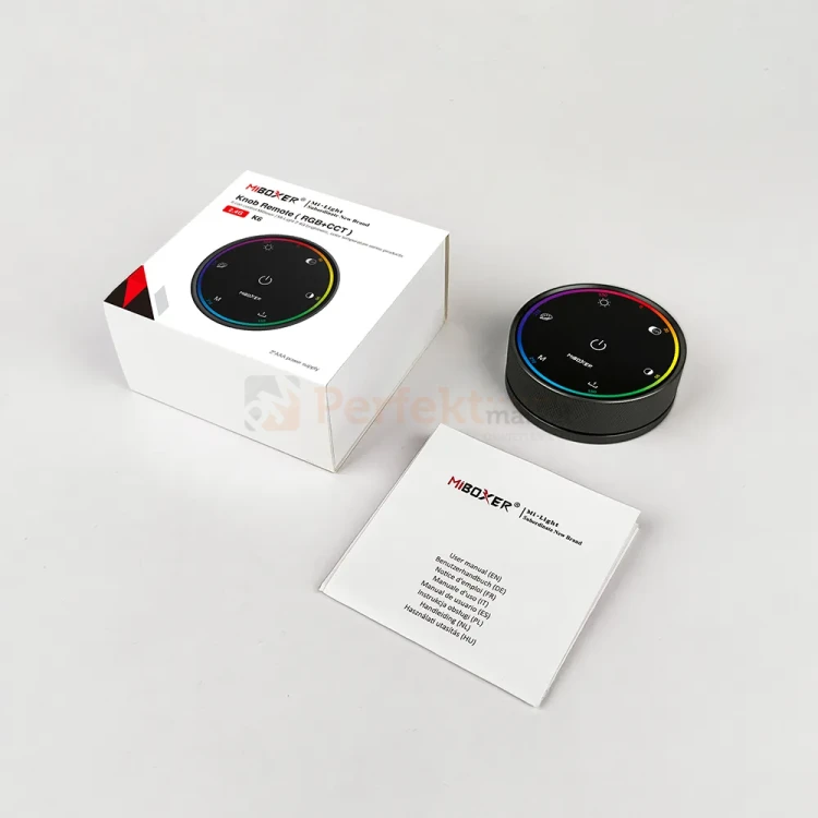 MiBoxer pilot obrotowy KNOB z LCD 1-strefowy RGB+CCT 2,4GHz 4 sceny czarny PERFEKT MARKET OLSZTYN