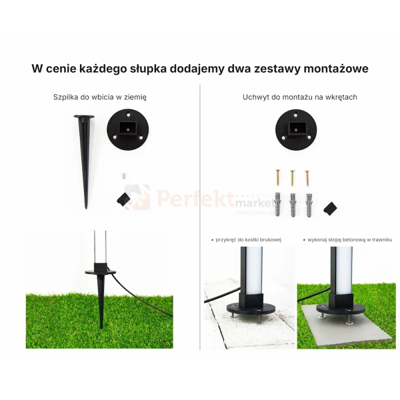 Lampa zewnętrzna linie stojąca LED GARDEN 30cm 24V 3W 113lm IP68 IK10 SG1 czarna [warianty]
