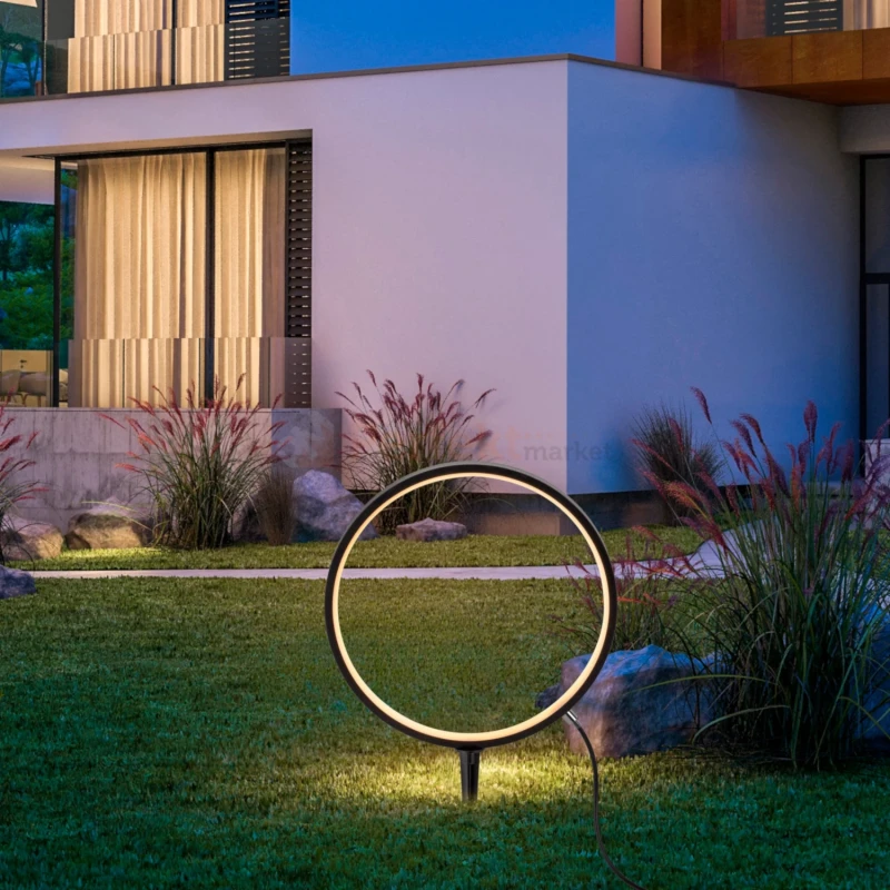 Lampa ogrodowa LED wbijana ring, pierścień 32 cm ZIRKULU 2W  3000K IP65 timer (6).webp