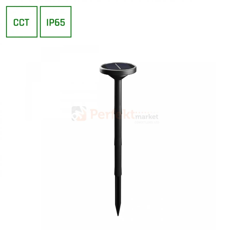 Lampa ogrodowa solarna PLATO 1W CCT IP65 czarna wbijana perfekt market olsztyn