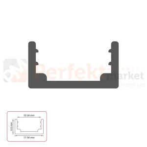 Profil aluminiowy montażowy anodowany 2m do montażu taśm LED 10x5mm PA049165/PA049172/PA049189