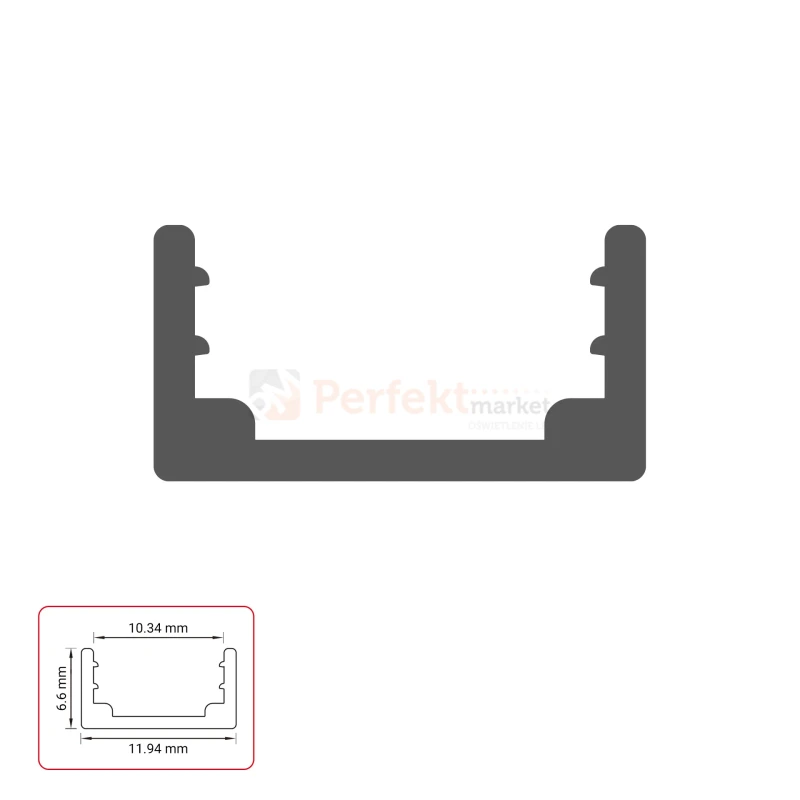 Profil aluminiowy montażowy 10x5 mm anodowany 2m do montażu taśm LED PA049165/PA049172/PA049189 perfekt market olsztyn