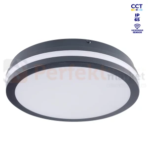 Plafon LED BENO z czujnikiem ruchu 24-30W CCT 3000/3500/4000K max 3120lm IP65 PZH okrągły grafitowy