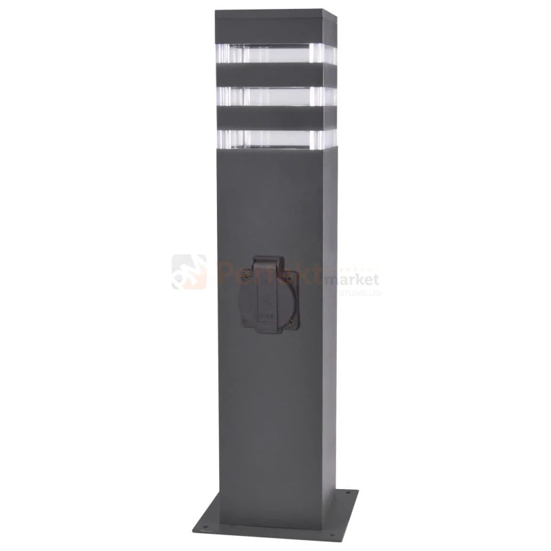 Lampa ogrodowa stojąca z gniazdkiem TEKSAS 44 1xE27 zewnętrzna grafitowa.webp