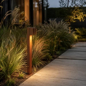 Lampa ogrodowa stojąca słupek ALOR 3000K ściemnialna IP65 brązowa