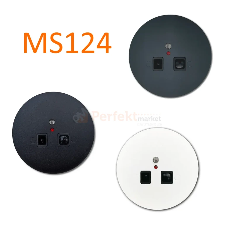 Czujnik ruchu z sensorem zmierzchu z metalową plakietką do oświetlenia schodowego 5-24V DC Elegant MS124 Sharp perfekt market olsztyn