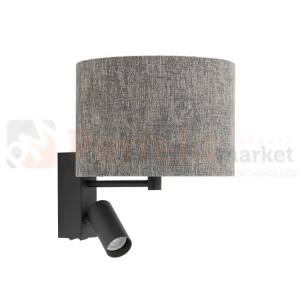 Kinkiet ścienny LAGO A 11677 Nowodvorski Lighting szary klosz tkaninowy 1xE27 1xGU10
