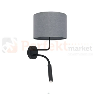 Kinkiet ścienny HOTEL PLUS 9071 Nowodvorski Lighting szary klosz tkaninowy 1xE27 1xG9