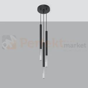 Lampa wisząca designerska MOZAICA 3P czarna chrom SL.0887 Sollux