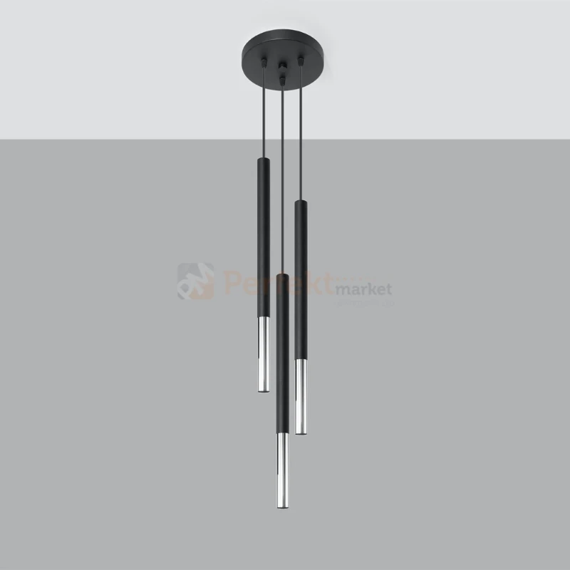 Lampa wisząca designerska MOZAICA 3P czarna chrom SL.0887 Sollux - 8
