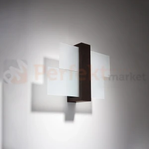 Lampa ścienna kinkiet drewno szkło Feniks 1 wenge