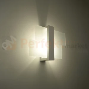 Lampa ścienna kinkiet drewno szkło Feniks 1 biały