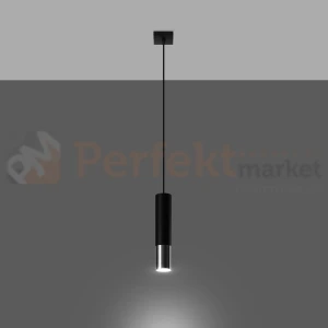 Lampa wisząca LOOPEZ 1 czarna chrom tuba SL.0940 Sollux