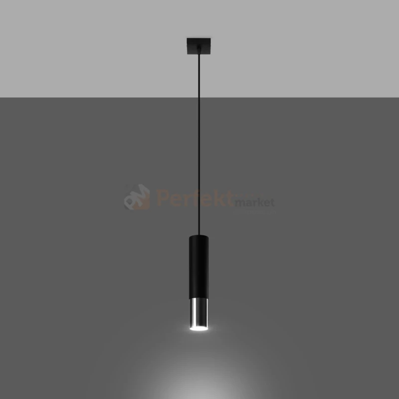 Lampa wisząca LOOPEZ 1 czarna chrom tuba SL.0940 Sollux - 8