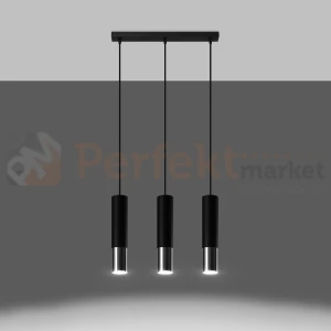 Lampa wisząca nowoczesna LOOPEZ 3L czarna chrom SL.0942 Sollux
