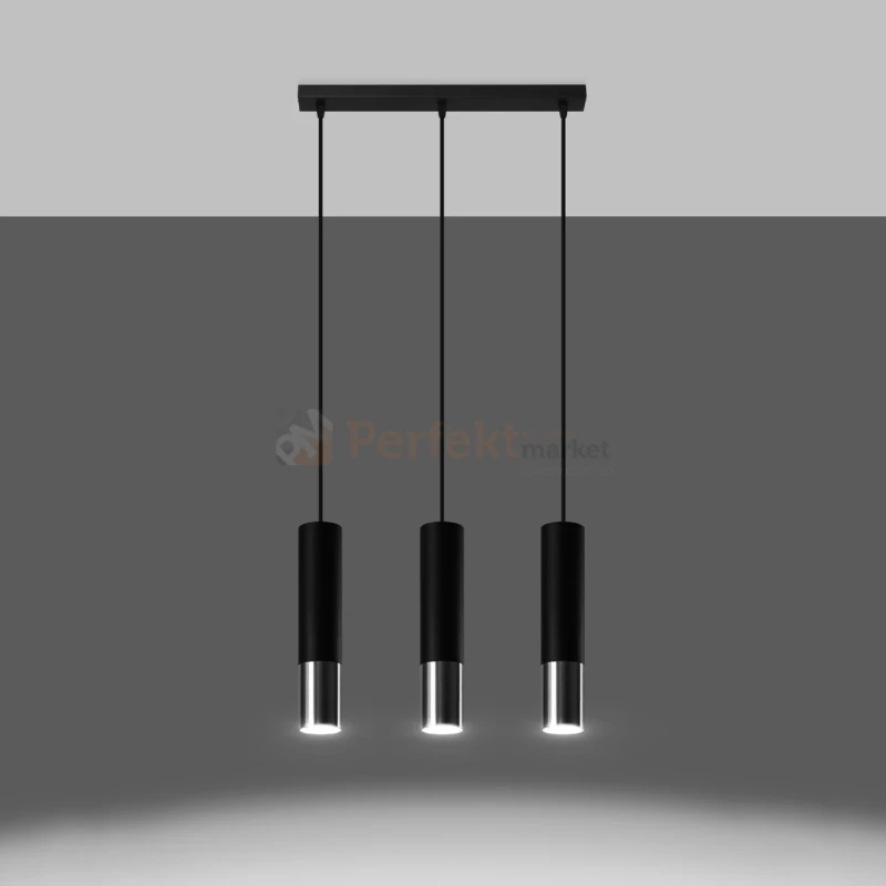 Lampa wisząca nowoczesna LOOPEZ 3L czarna chrom SL.0942 Sollux - 8