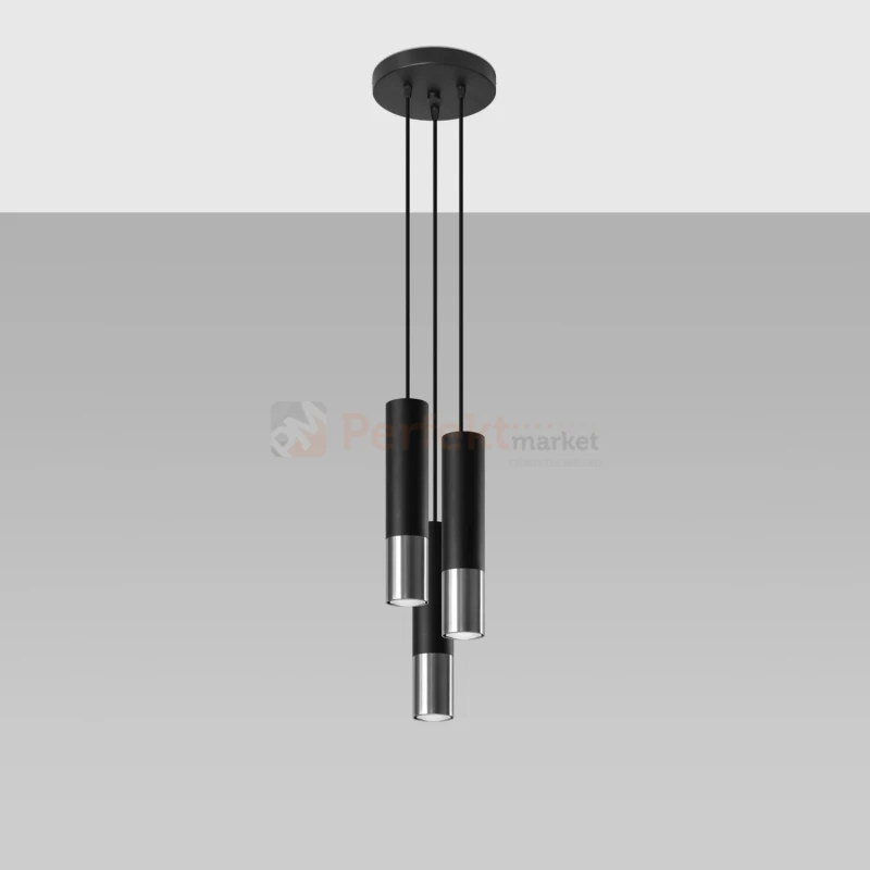 Lampa wisząca nowoczesna LOOPEZ 3P czarna chrom SL.0943 Sollux - 8