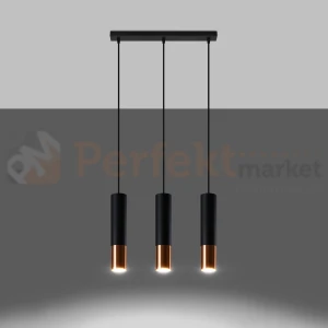 Lampa wisząca nowoczesna LOOPEZ 3L czarny miedź SL.0948 Sollux