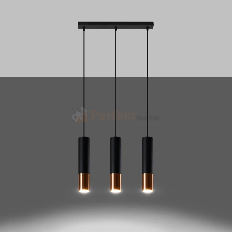 Lampa wisząca nowoczesna LOOPEZ 3L czarny miedź SL.0948 Sollux - 8
