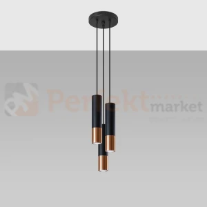Lampa wisząca nowoczesna LOOPEZ 3P czarny miedź SL.0949 Sollux