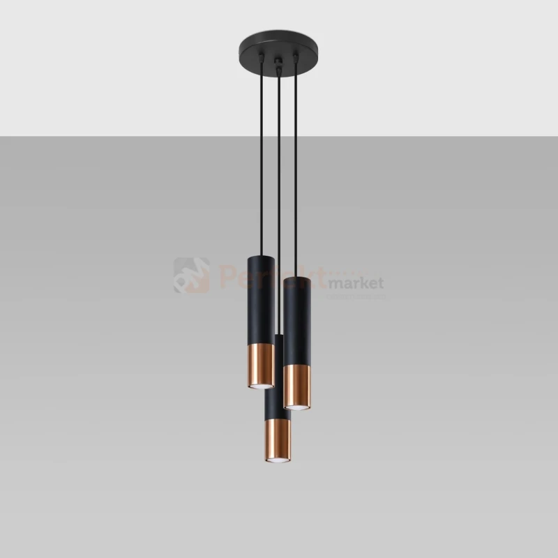 Lampa wisząca nowoczesna LOOPEZ 3P czarny miedź SL.0949 Sollux - 8