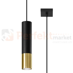Lampa wisząca LOOPEZ 1 czarno złota tuba SL.0952 Sollux