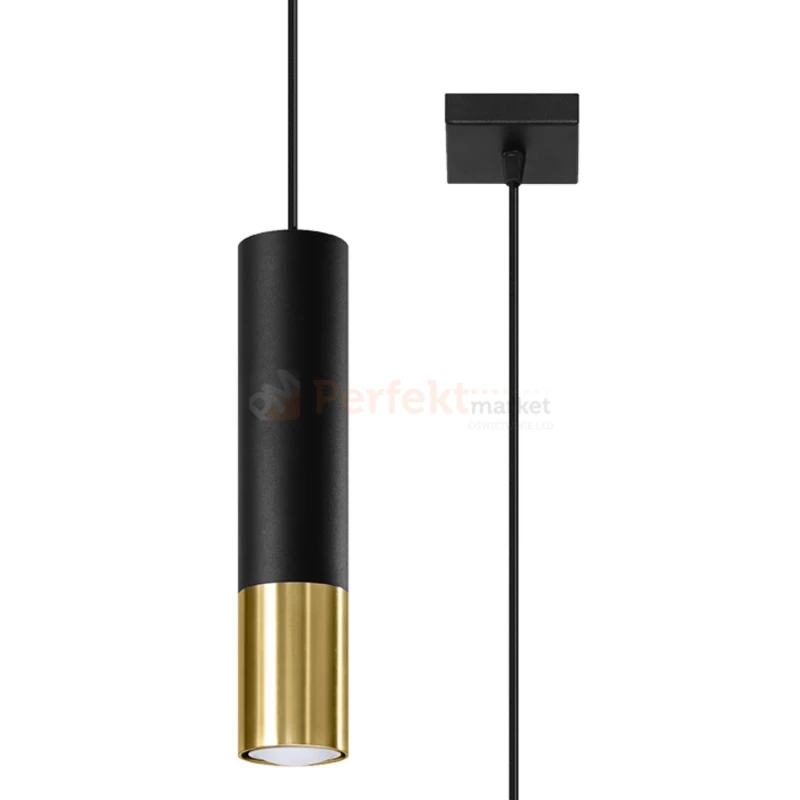 Lampa wisząca LOOPEZ 1 czarno złota tuba SL.0952 Sollux - 8