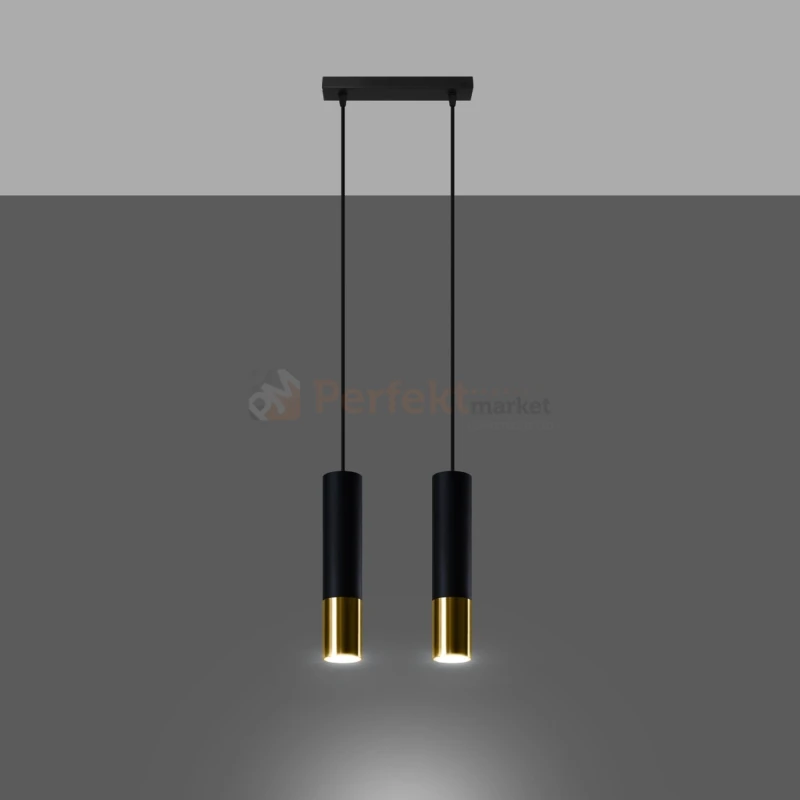 Lampa wisząca nowoczesna LOOPEZ 2 czarno złota loft SL.0953 Sollux - 8