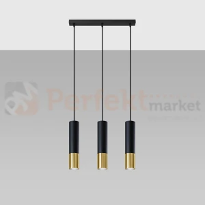Lampa wisząca nowoczesna 3 tuby LOOPEZ 3L czarno złota SL.0954 Sollux