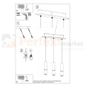 Lampa wisząca nowoczesna 3 tuby LOOPEZ 3L czarno złota SL.0954 Sollux - 5