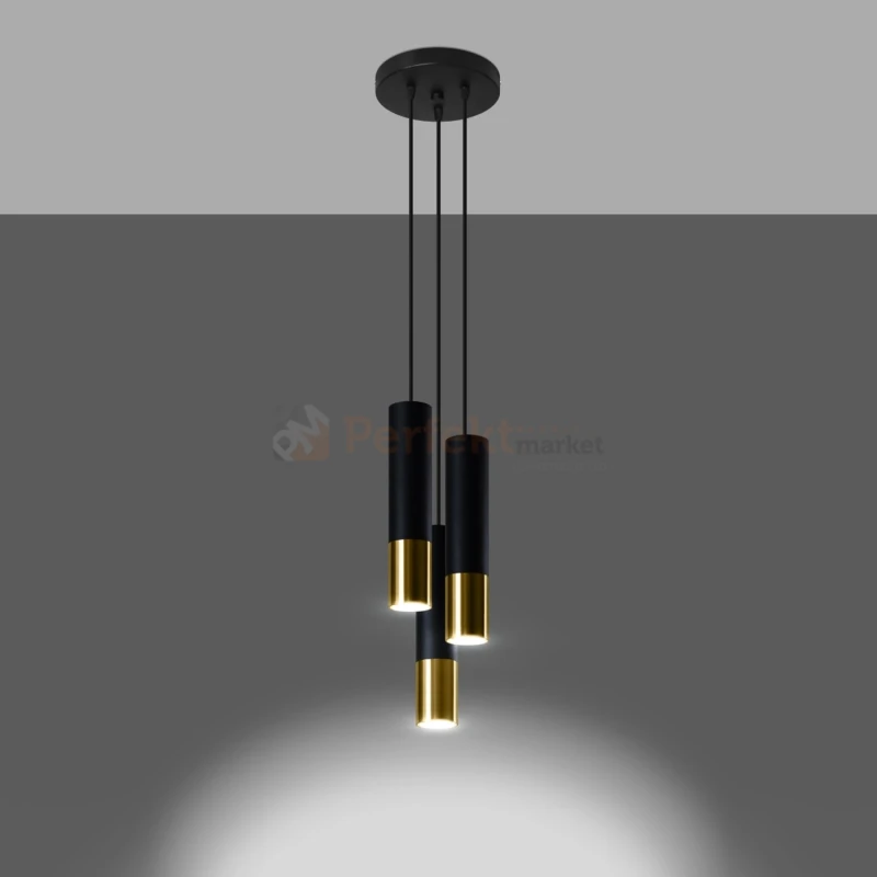  Lampa wisząca nowoczesna LOOPEZ 3P czarno złota SL.0955 Sollux - 8