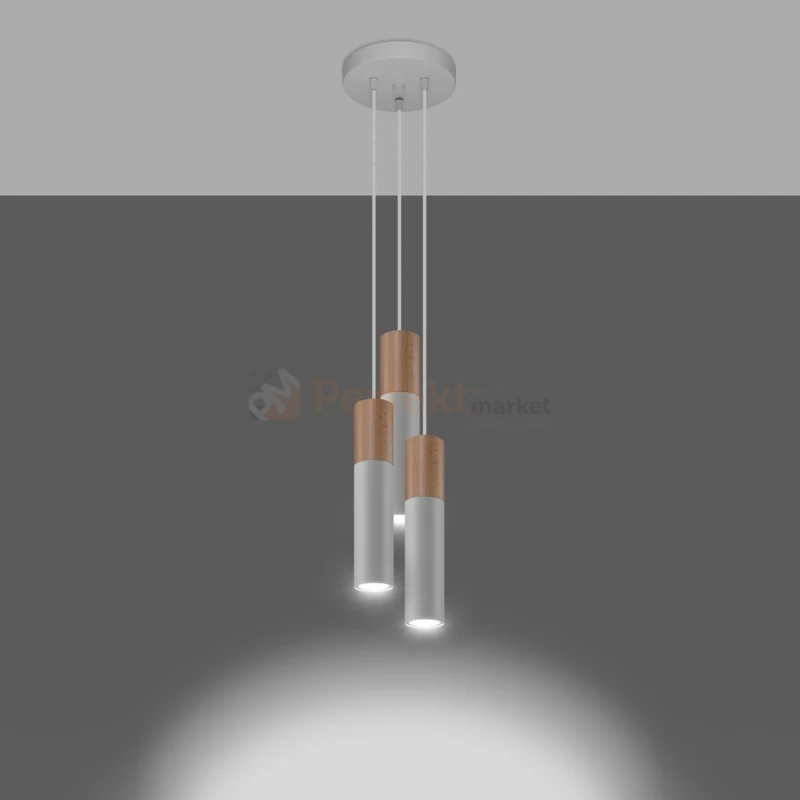 Lampa wisząca PABLO 3P biała drewno Sollux SL.1013 - 8