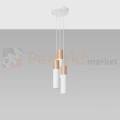 Lampa wisząca PABLO 3P biała drewno Sollux SL.1013 - 3