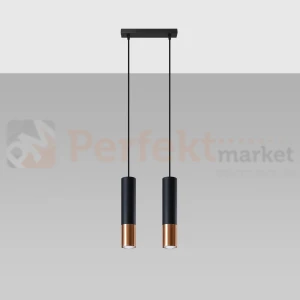 Lampa wisząca LOOPEZ 2 czarna + miedź SL.0947 Sollux