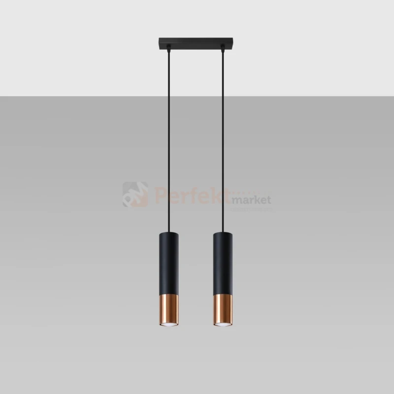 Lampa wisząca LOOPEZ 2 czarna + miedź SL.0947 Sollux - 8